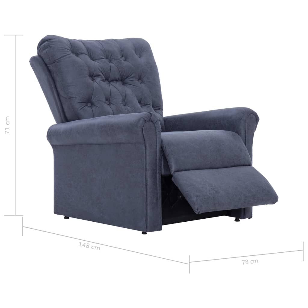 vidaXL Sillón reclinable de cuero de ante artificial gris