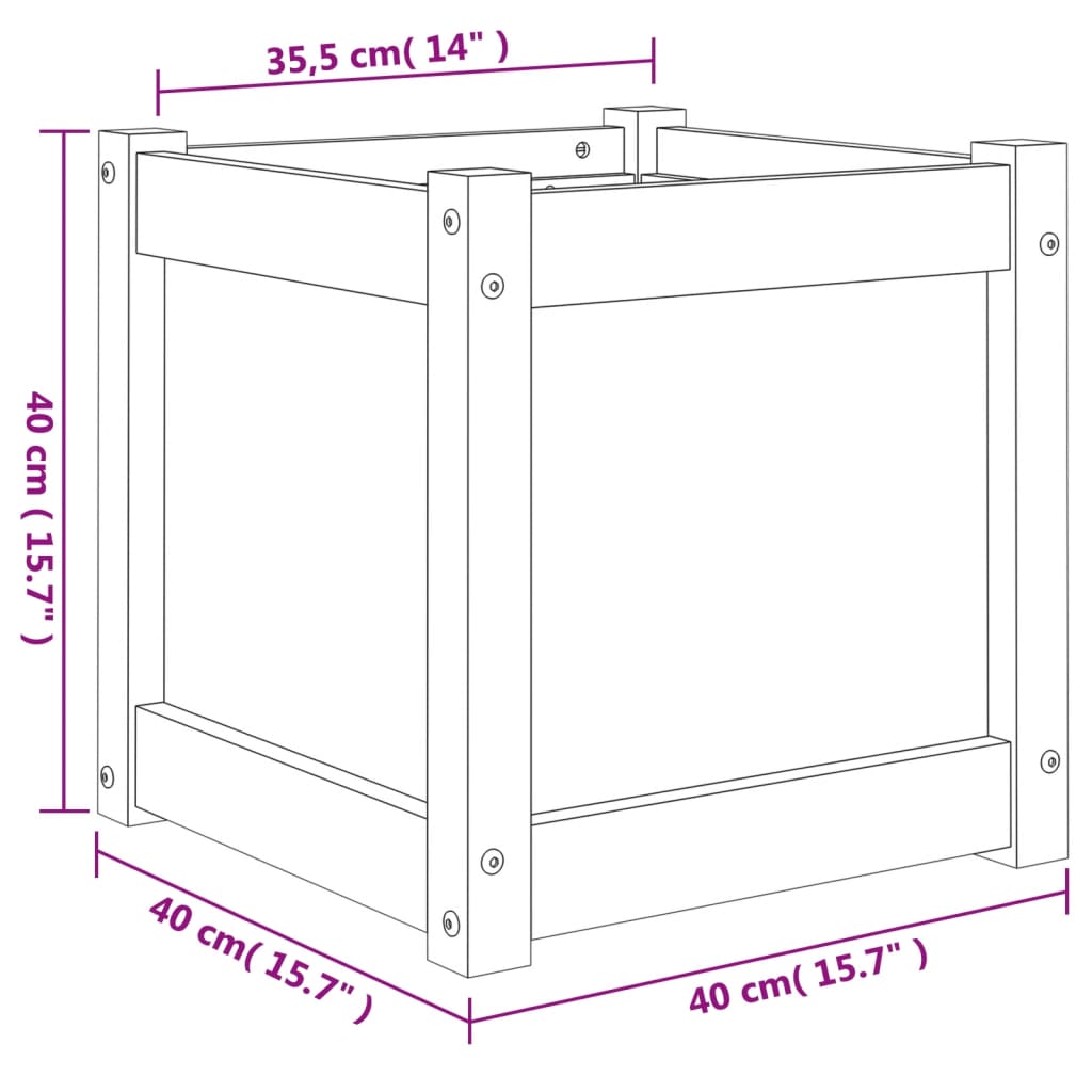 vidaXL Jardinera exterior madera maciza pino marrón cera 40x40x40 cm