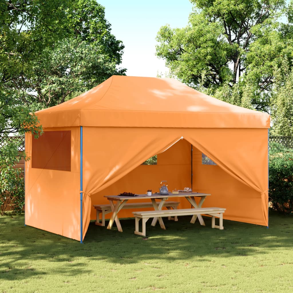 vidaXL Tienda de fiesta plegable Pop-Up 4 paredes laterales naranja