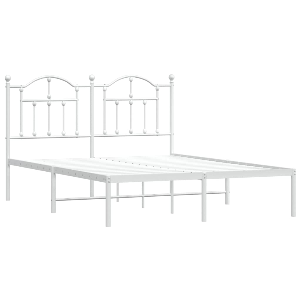 vidaXL Estructura de cama de metal con cabecero blanca 140x190 cm