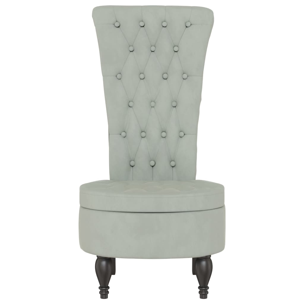 vidaXL Sillón de respaldo alto con botones terciopelo gris claro