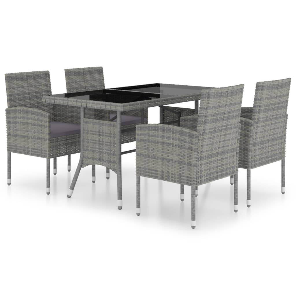 vidaXL Set comedor jardín 5 pzas ratán sintético gris antracita y gris