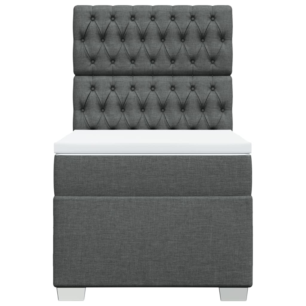 vidaXL Cama box spring con colchón tela gris oscuro 100x200 cm