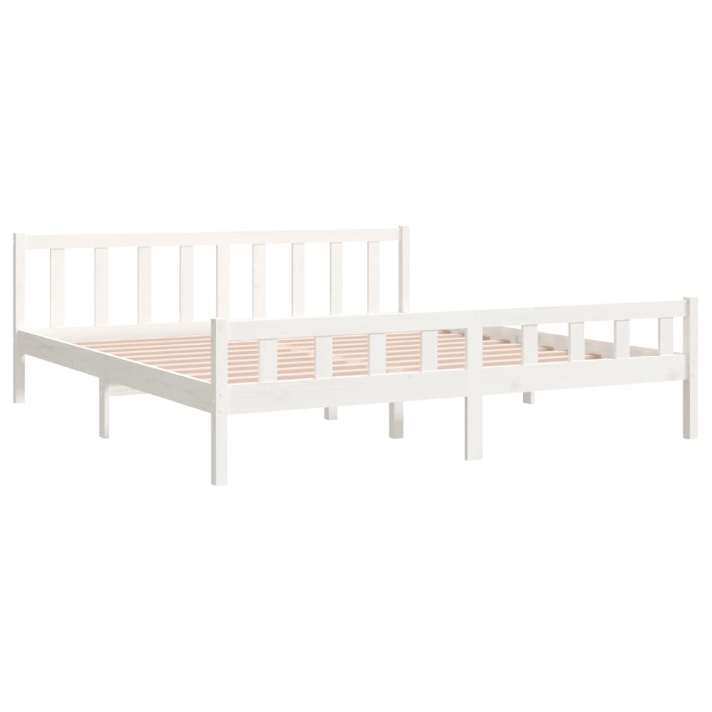 vidaXL Estructura de cama madera maciza blanco Supe King 180x200 cm