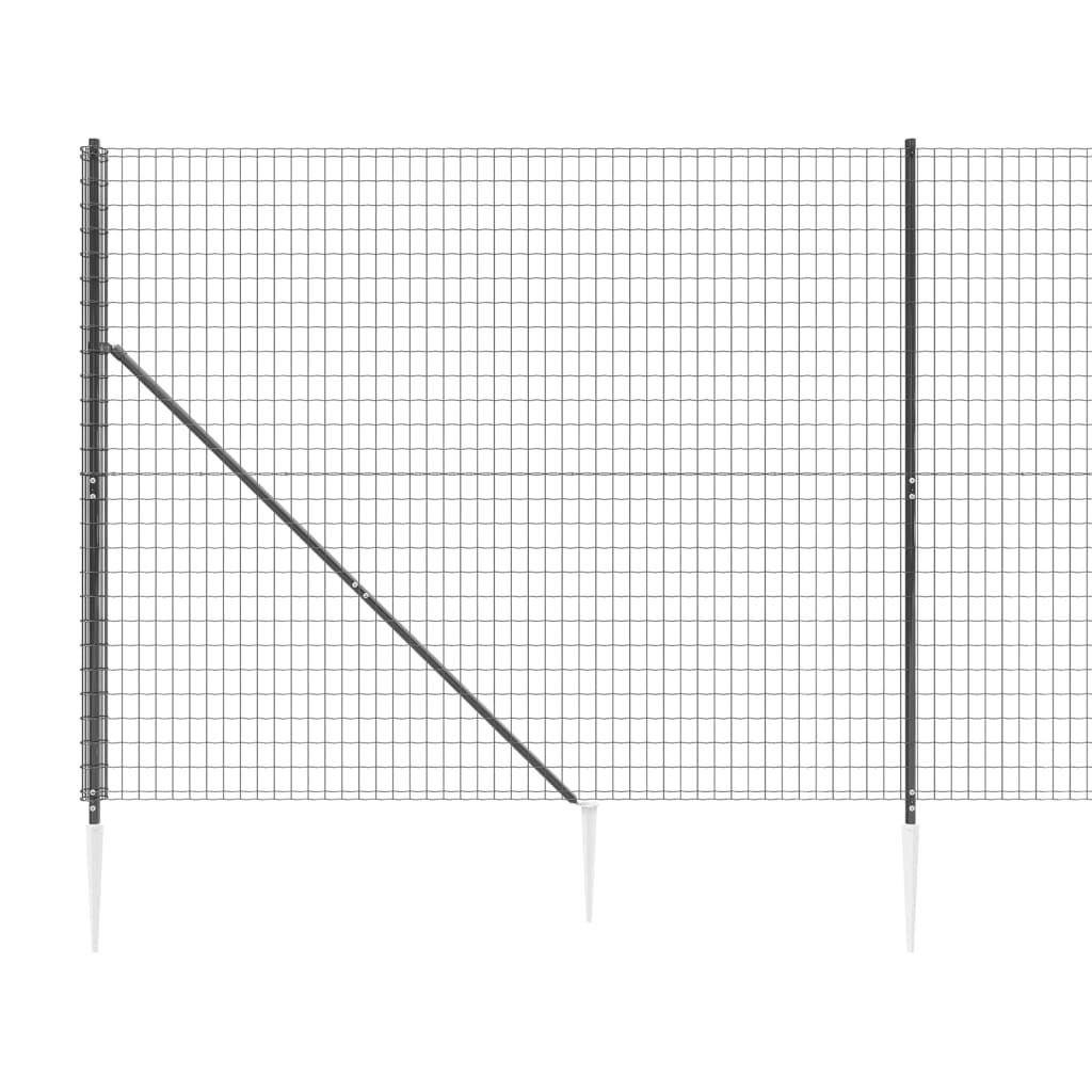 vidaXL Cerca de alambre con pinchos de anclaje gris antracita 1,6x25 m