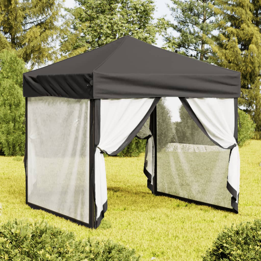 vidaXL Carpa para fiestas plegable con paredes gris antracita 2x2 m