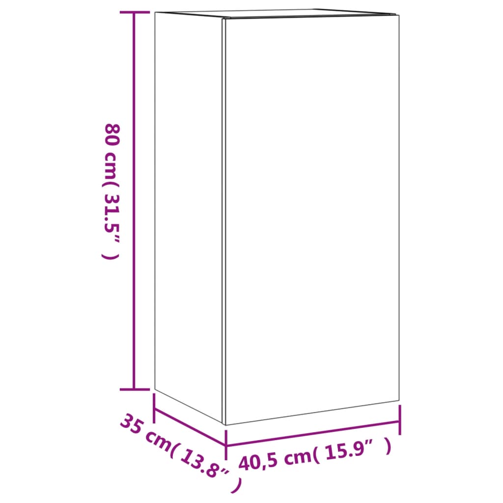 vidaXL Mueble de TV de pared con luces LED negro 40,5x35x80 cm