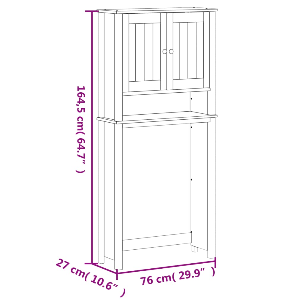 vidaXL Mueble para lavadora BERG madera maciza negro 76x27x164,5 cm