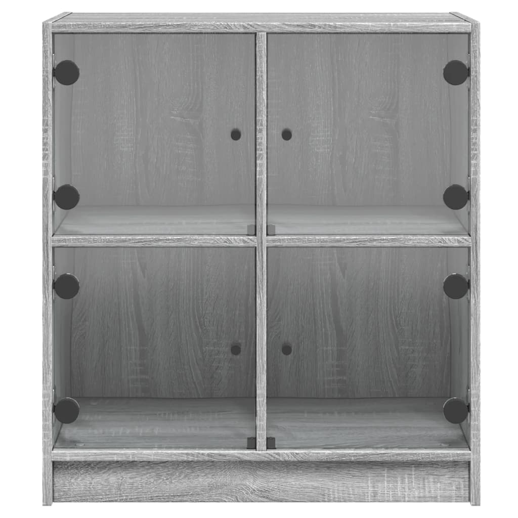 vidaXL Armario auxiliar puertas de vidrio gris Sonoma 68x37x75,5 cm