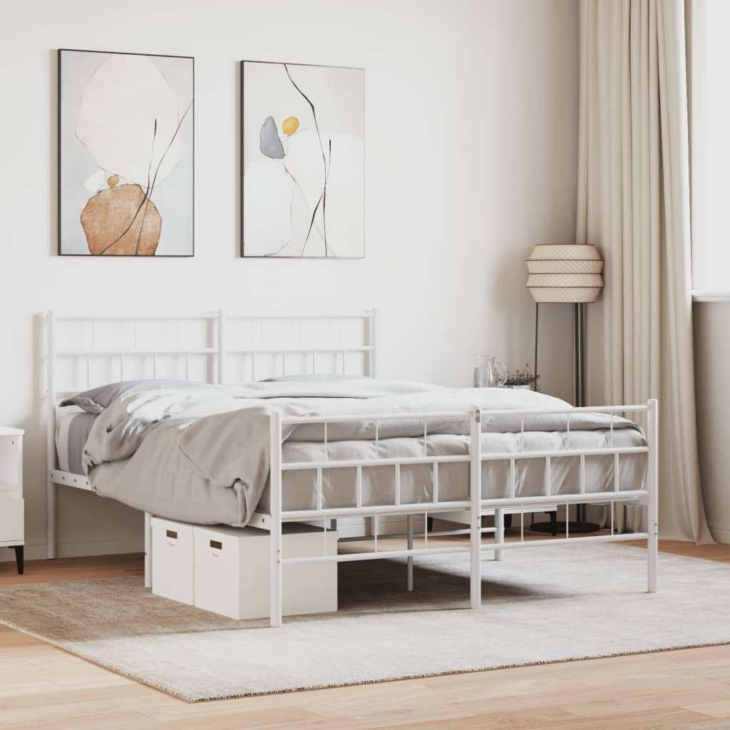 vidaXL Estructura cama sin colchón con estribo metal blanco 140x200 cm