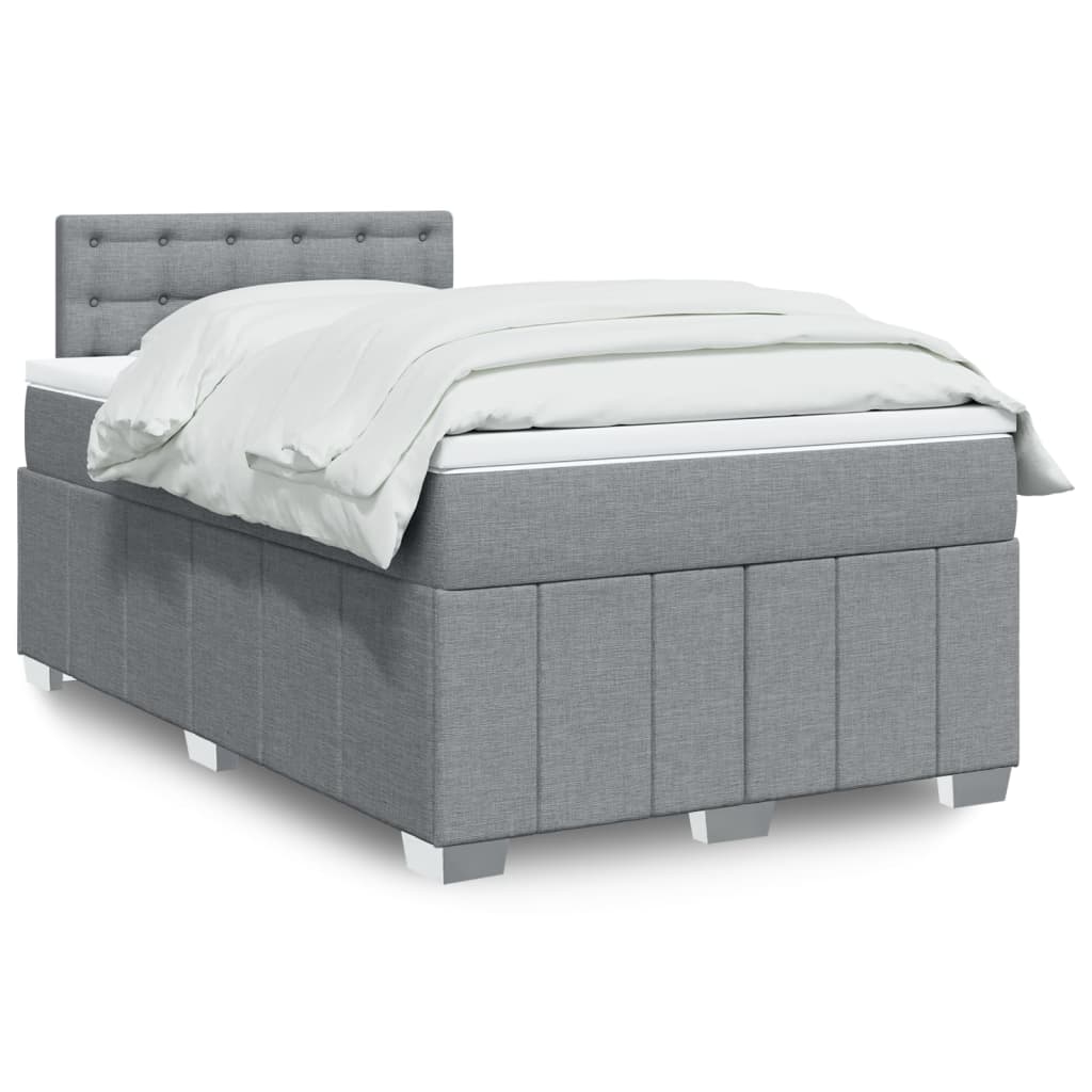 vidaXL Cama box spring con colchón tela gris claro 120x200 cm