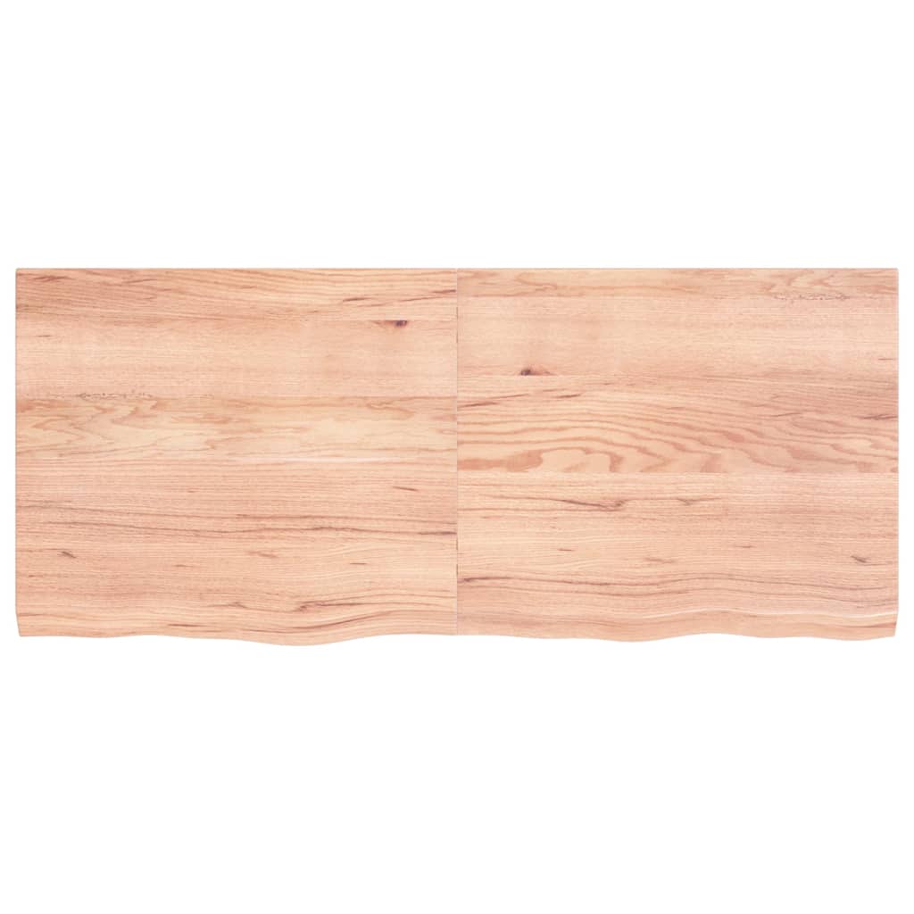 vidaXL Encimera baño madera maciza tratada marrón claro 140x60x(2-4)cm