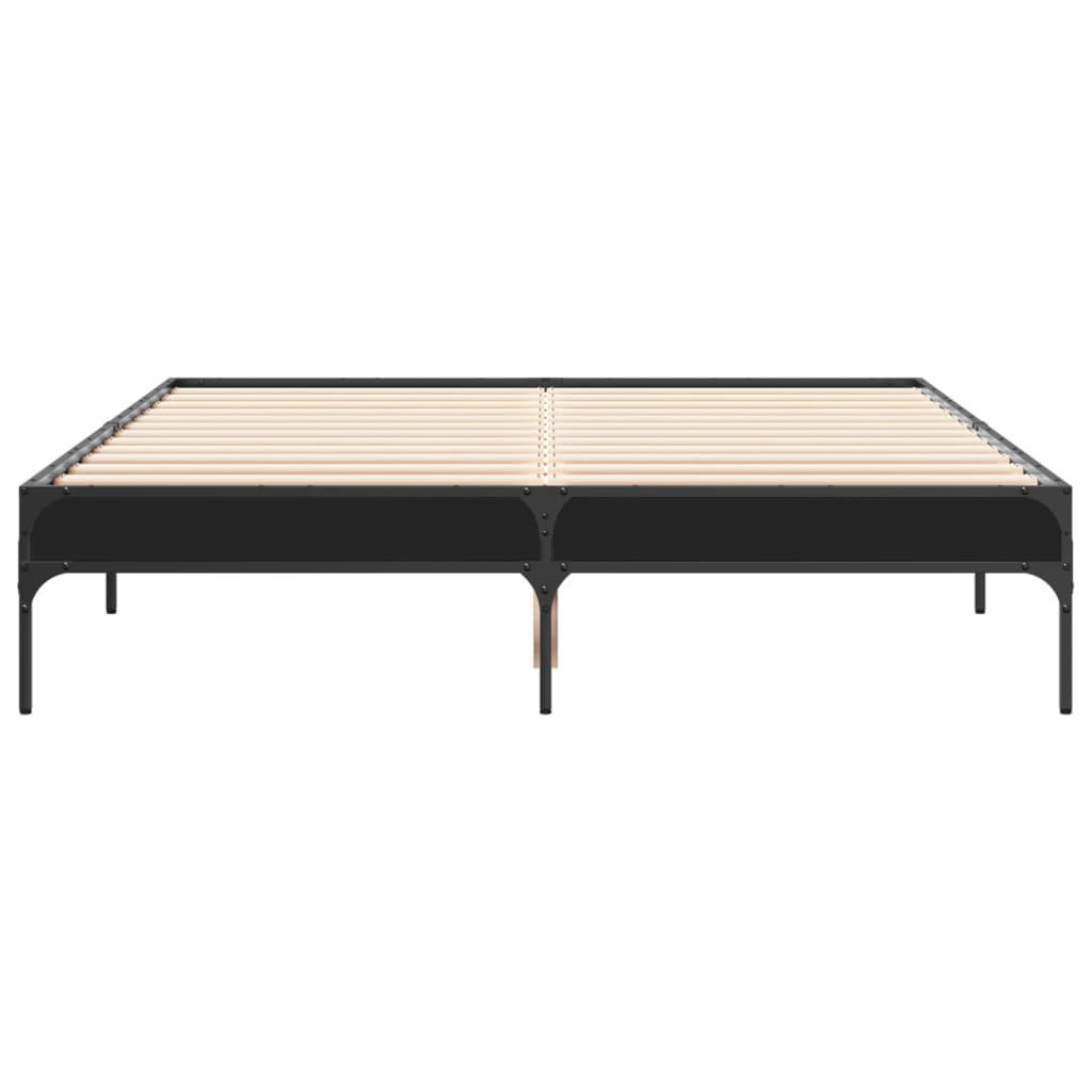 vidaXL Estructura de cama madera de ingeniería y metal negro 135x190cm