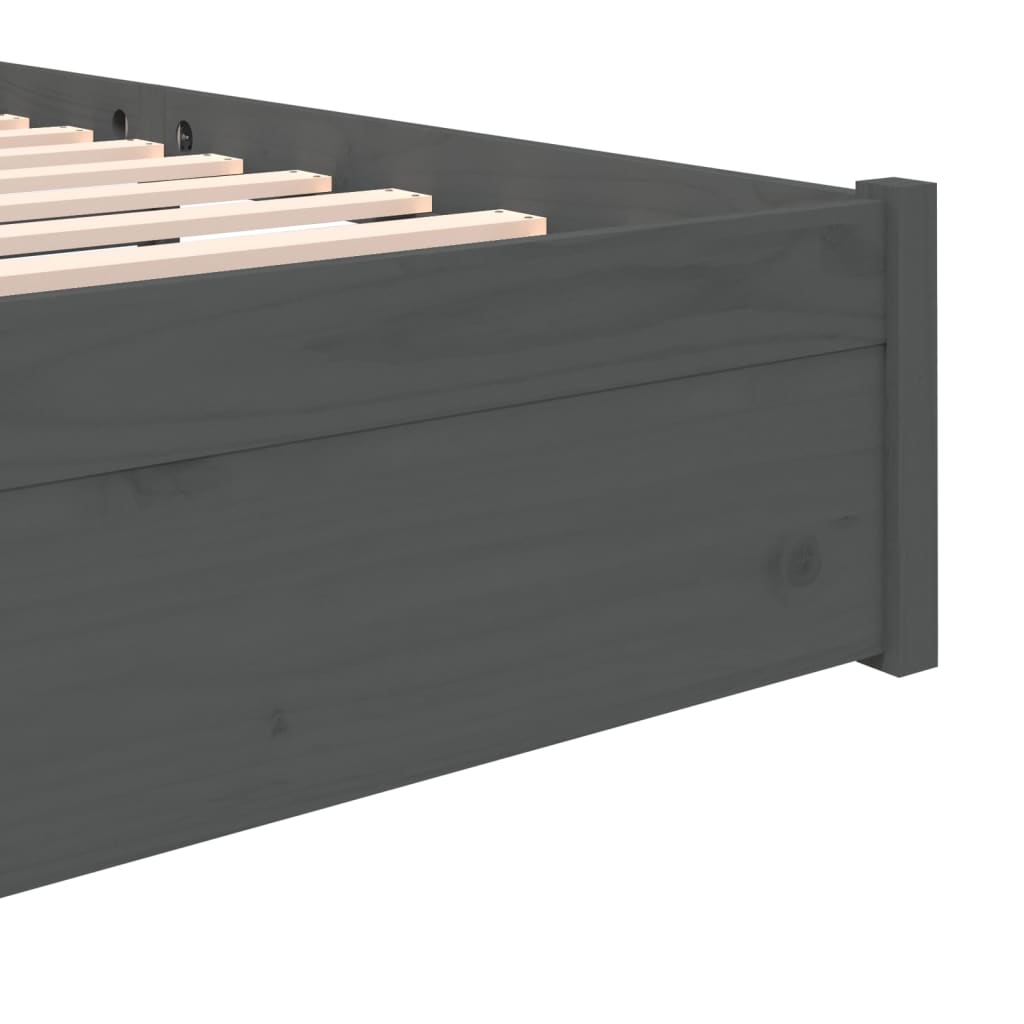 vidaXL Estructura de cama de madera maciza gris 140x200 cm