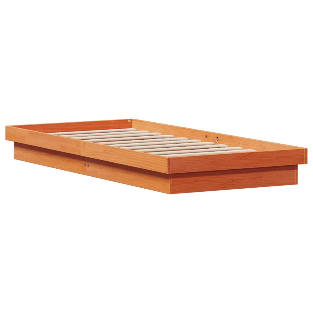 vidaXL Estructura de cama LED madera maciza pino marrón cera 75x190 cm