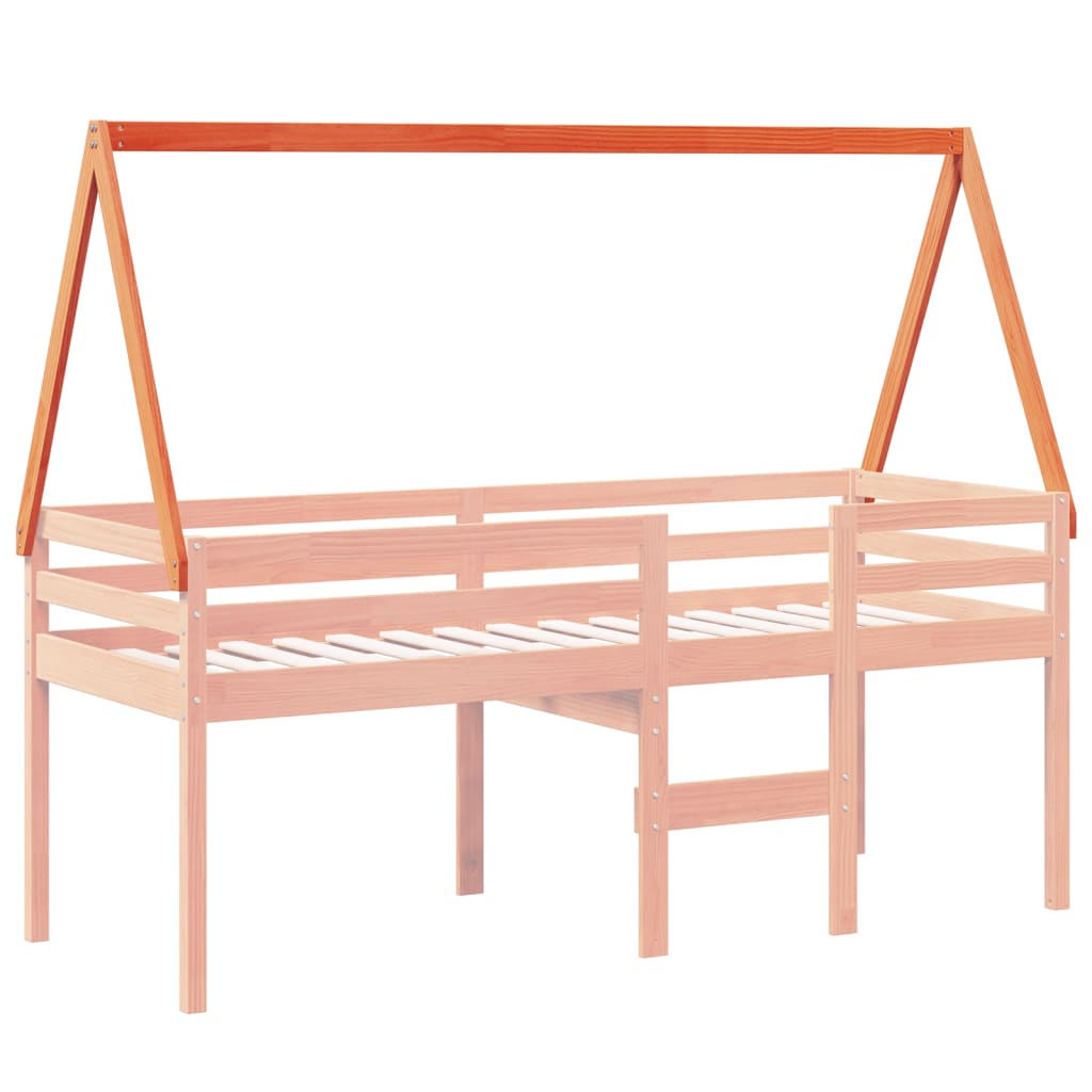 vidaXL Techo de cama infantil madera maciza marrón 199x80,5x88 cm