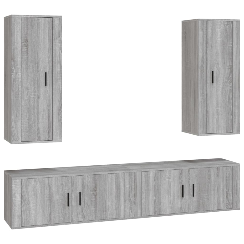 vidaXL Set de muebles para TV 4 pzas madera contrachapada gris Sonoma