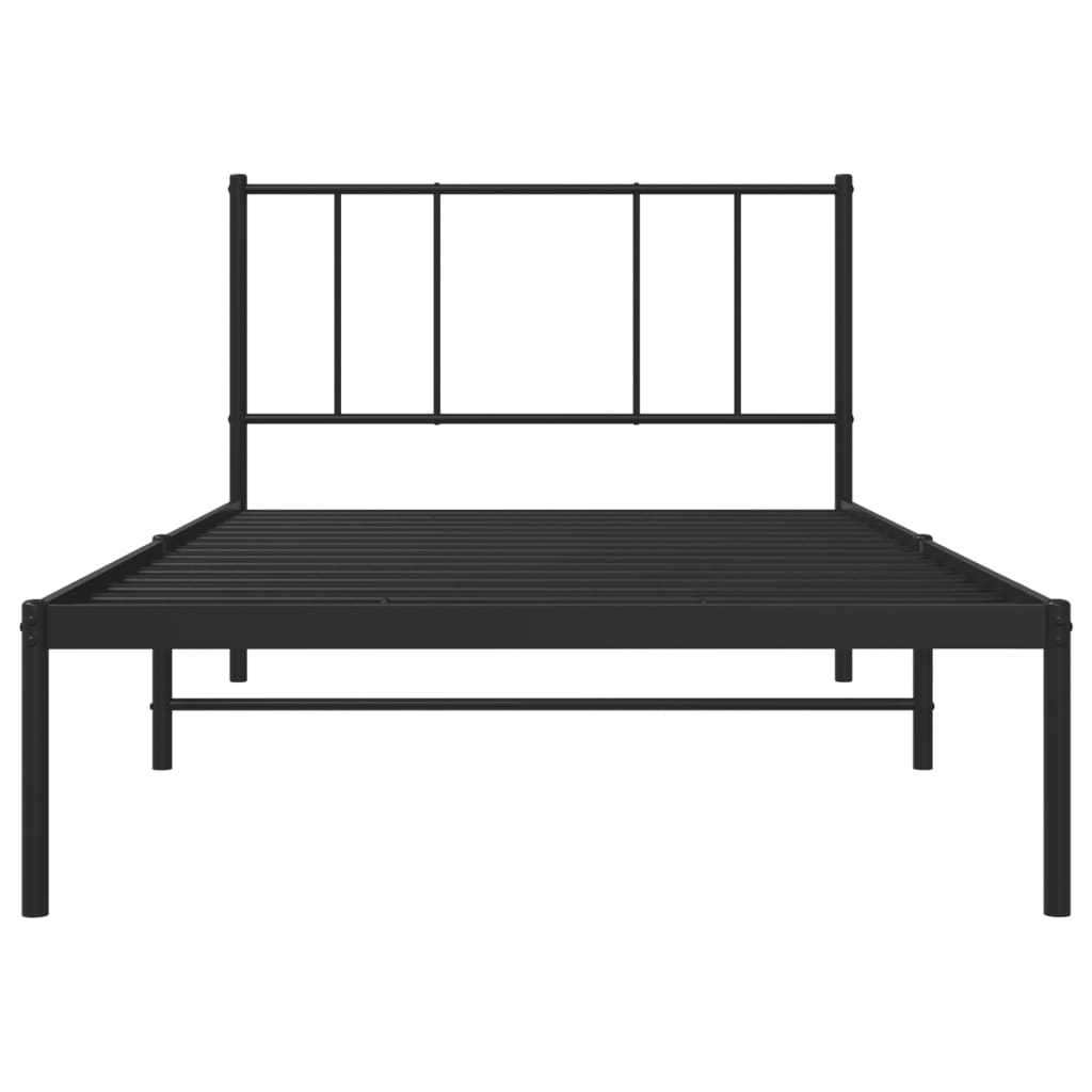 vidaXL Estructura cama sin colchón con cabecero metal negro 90x190 cm