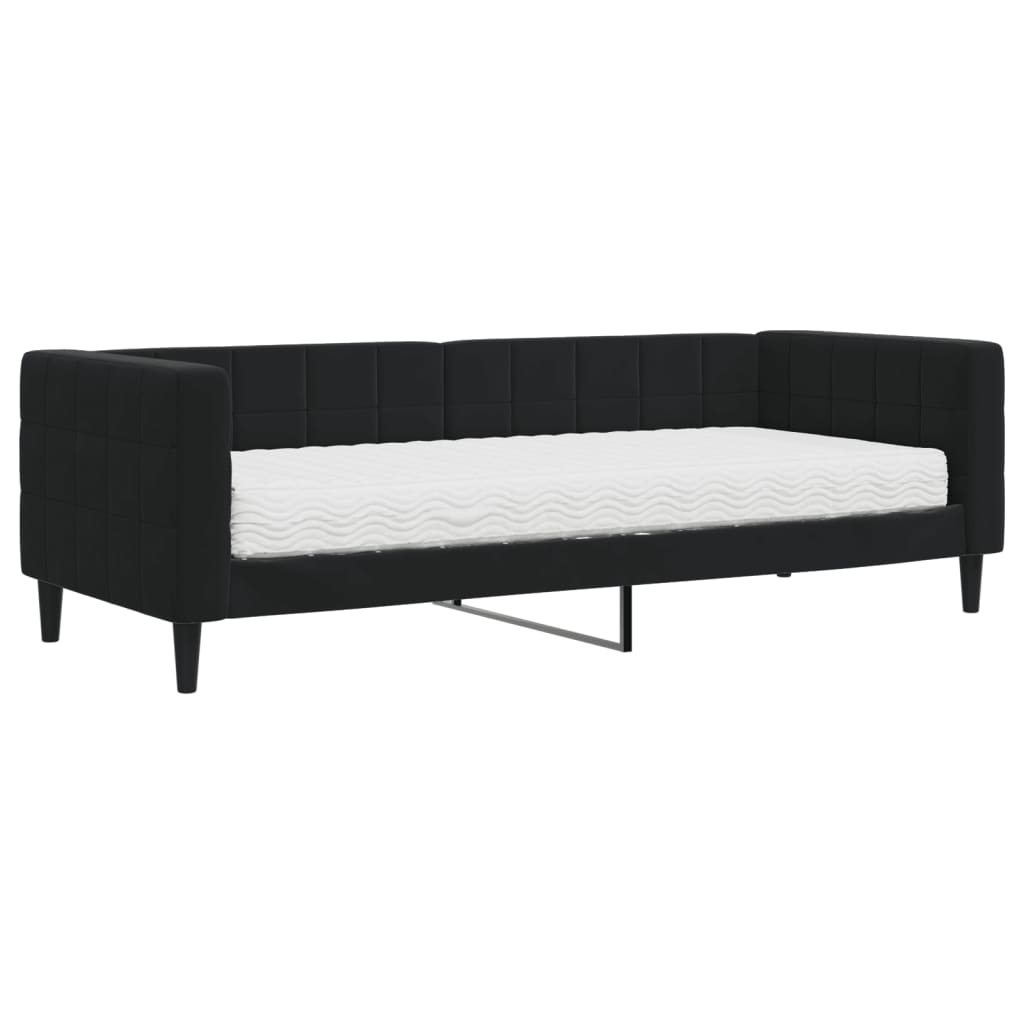 vidaXL Sofá cama con colchón terciopelo negro 80x200 cm