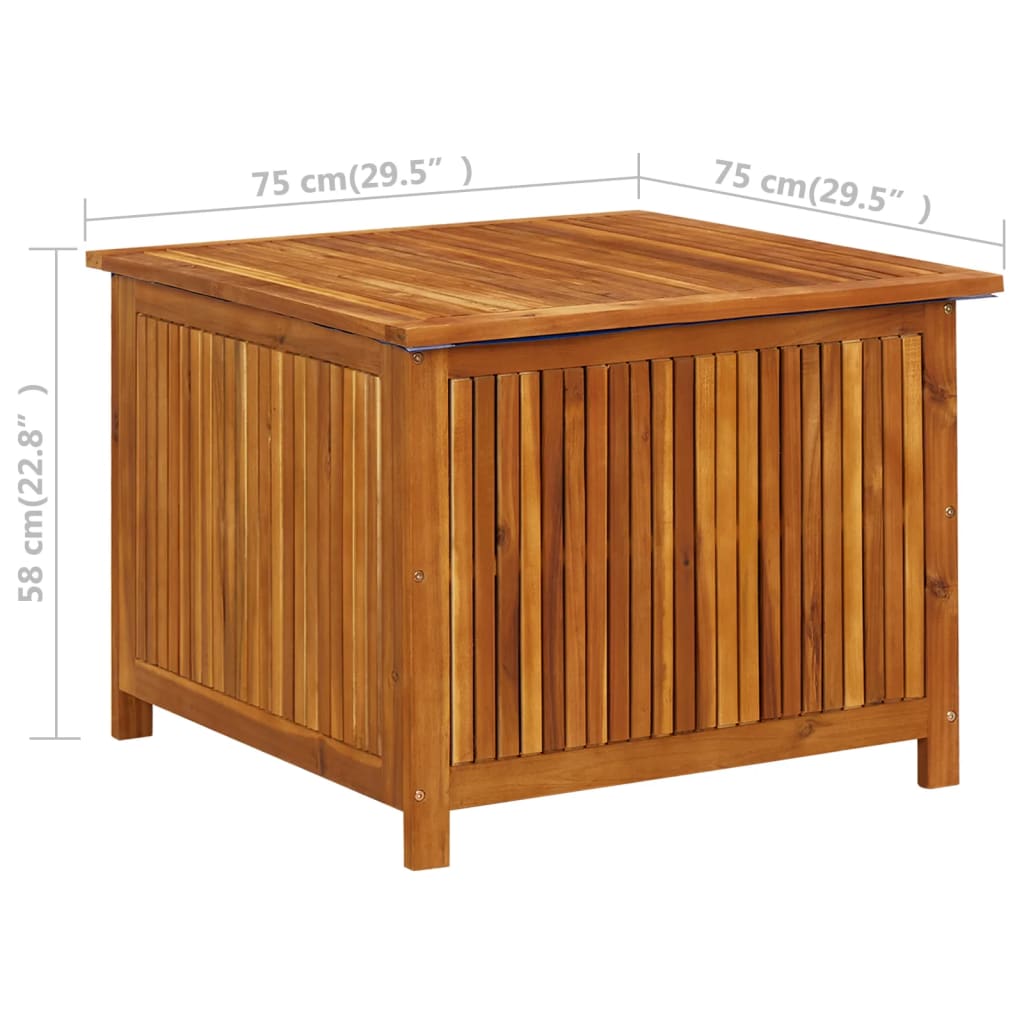 vidaXL Caja de almacenaje de jardín madera maciza acacia 75x75x58 cm