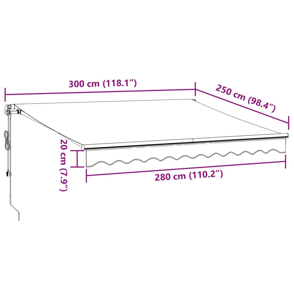 vidaXL Toldo retráctil automático burdeos 300x250 cm