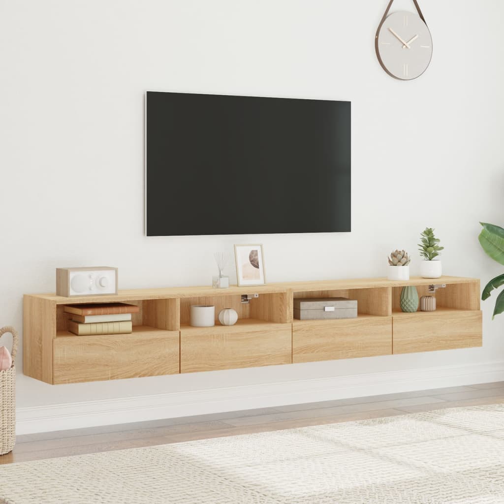 vidaXL Muebles de pared para TV 2 uds madera roble Sonoma 100x30x30 cm