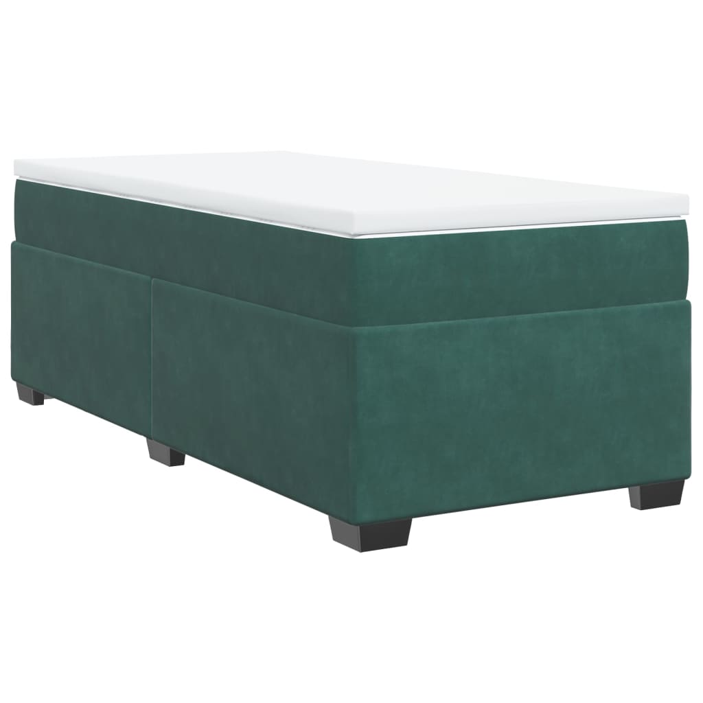 vidaXL Cama box spring con colchón terciopelo verde oscuro 90x190 cm