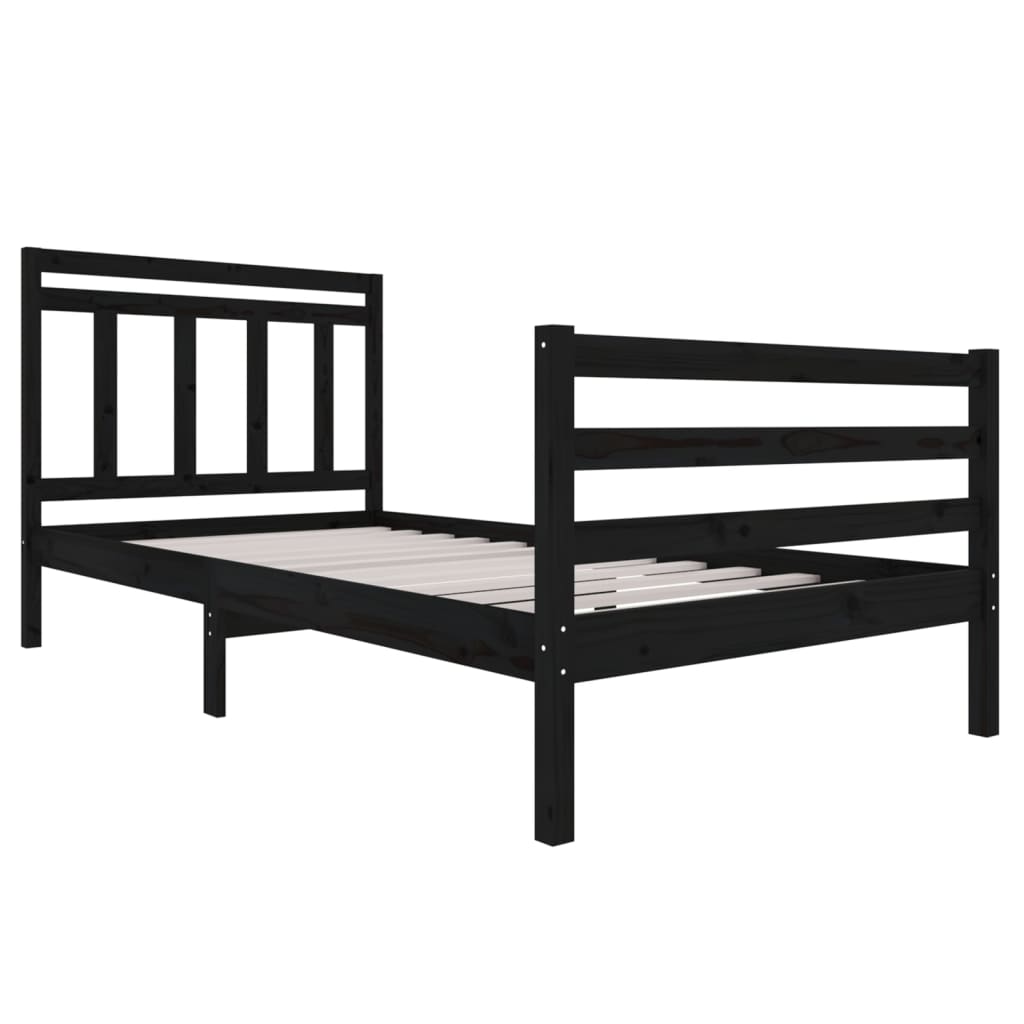 vidaXL Estructura de cama madera maciza negra 100x200 cm