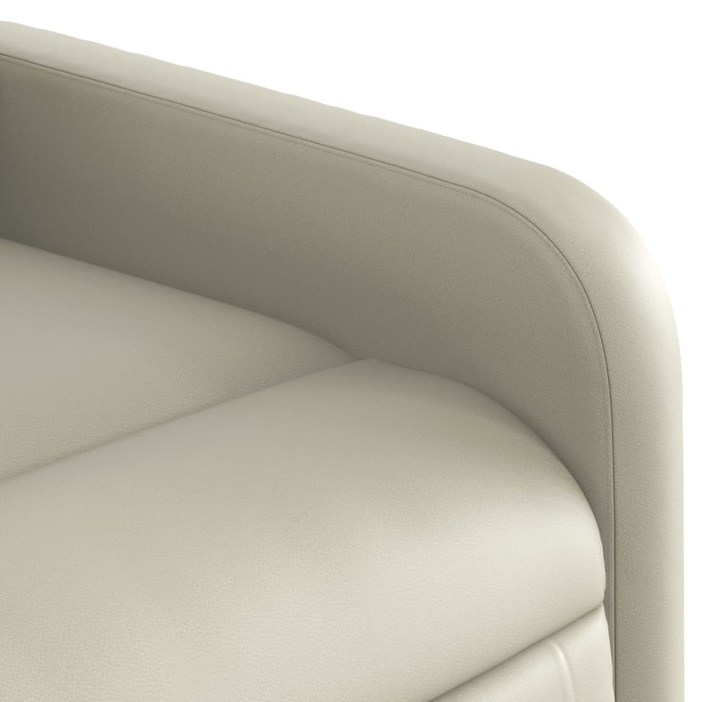 vidaXL Sillón de masaje elevable eléctrico cuero sintético crema