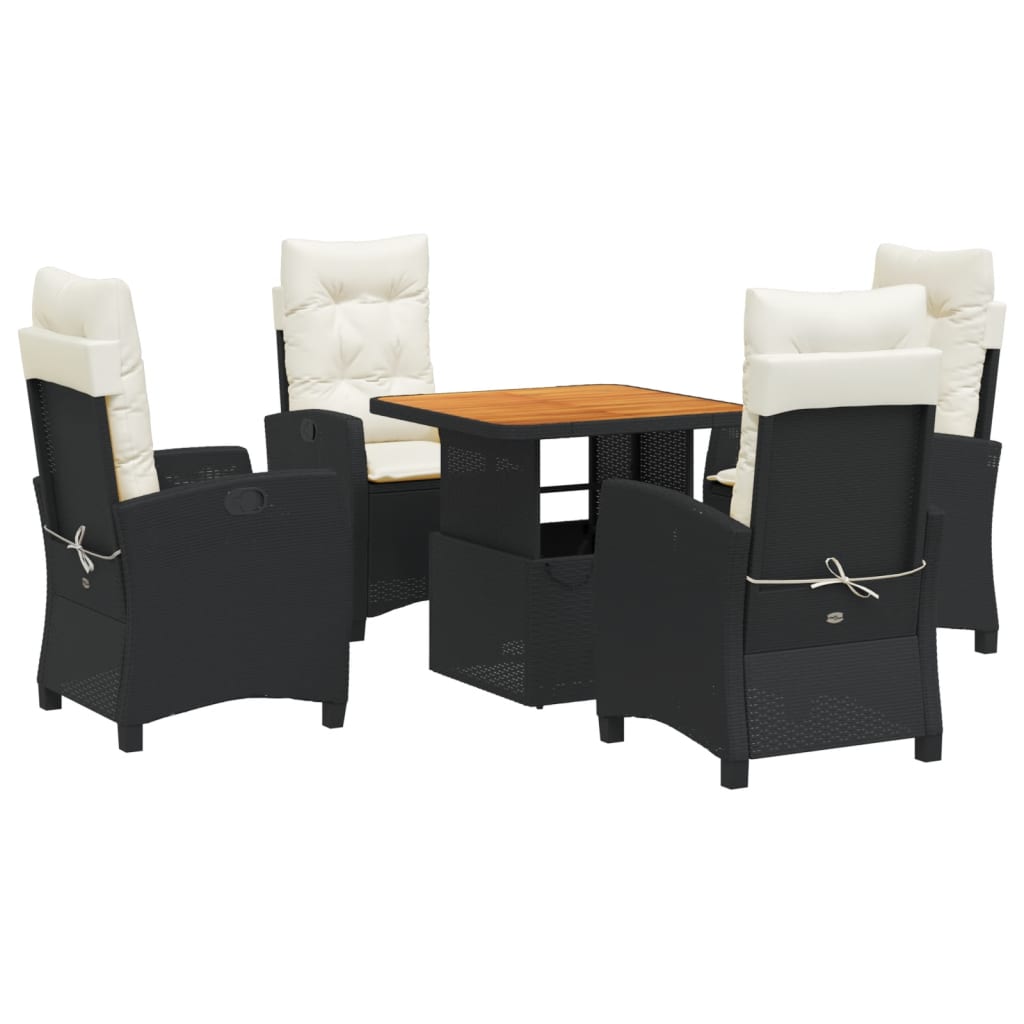 vidaXL Set de muebles jardín 5 pzas con cojines ratán sintético negro