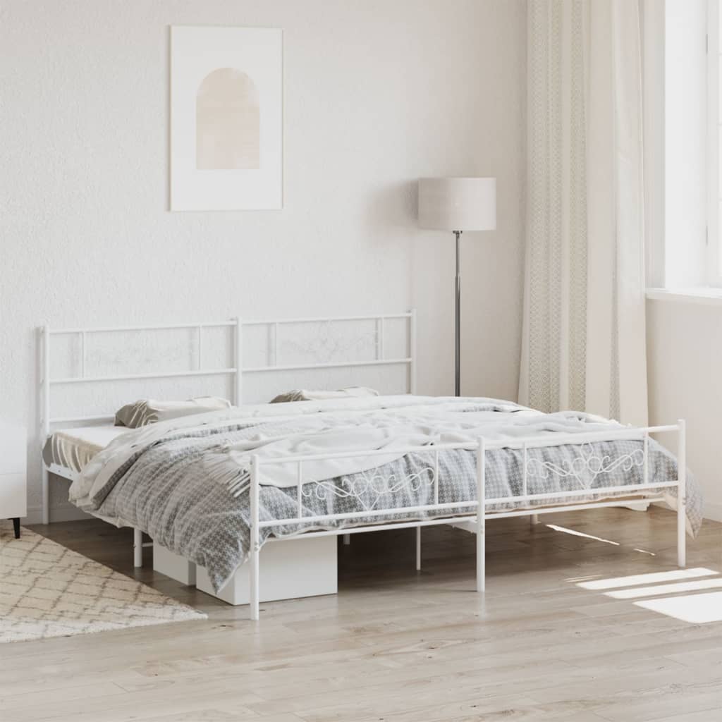 vidaXL Estructura cama sin colchón con estribo metal blanco 180x200 cm