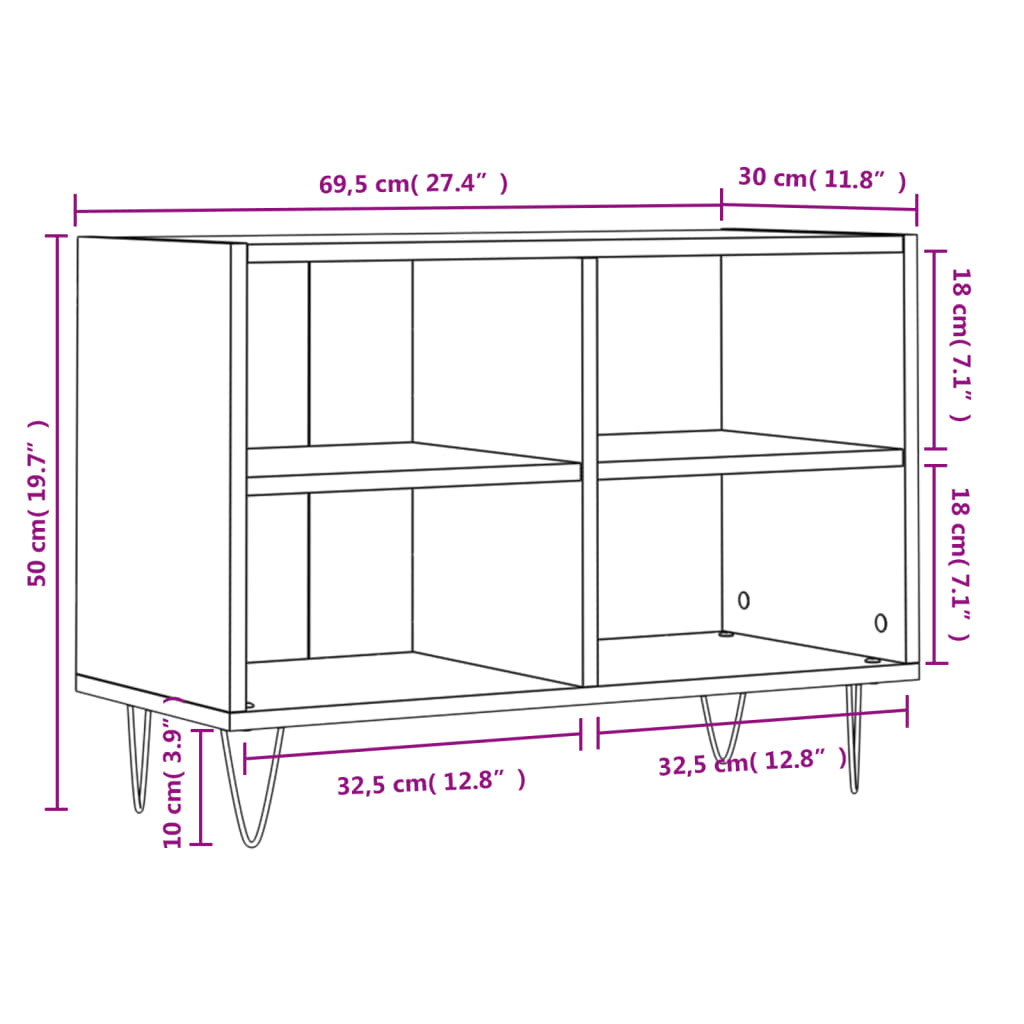 vidaXL Mueble de TV madera de ingeniería gris hormigón 69,5x30x50 cm