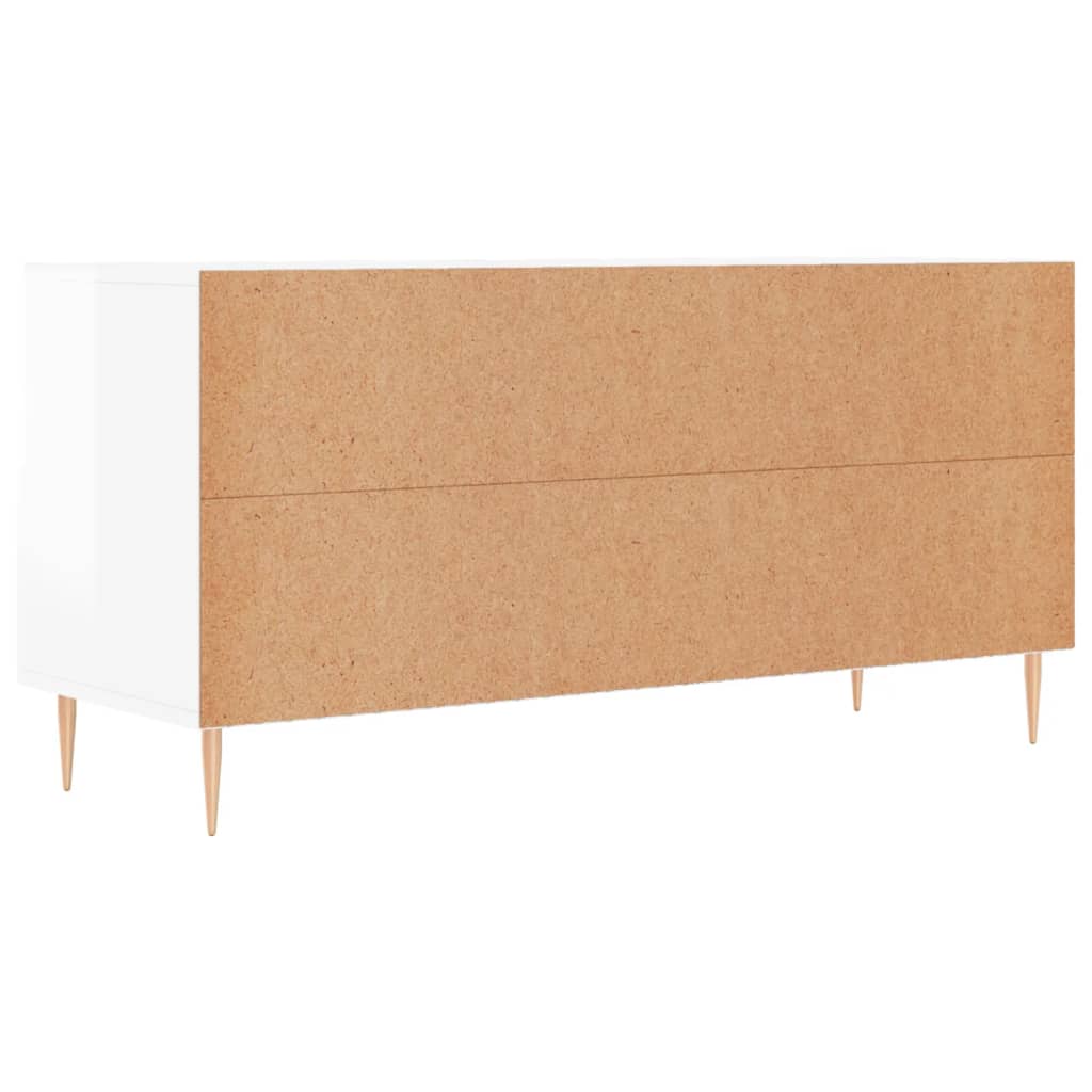 vidaXL Mueble de TV madera contrachapada blanco brillo 102x36x50 cm