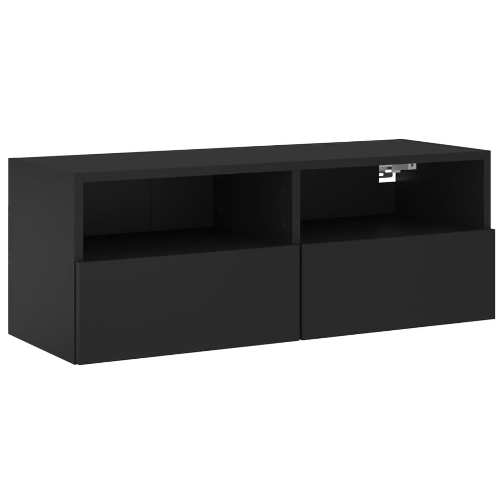 vidaXL Mueble de pared para TV madera de ingeniería negro 80x30x30 cm