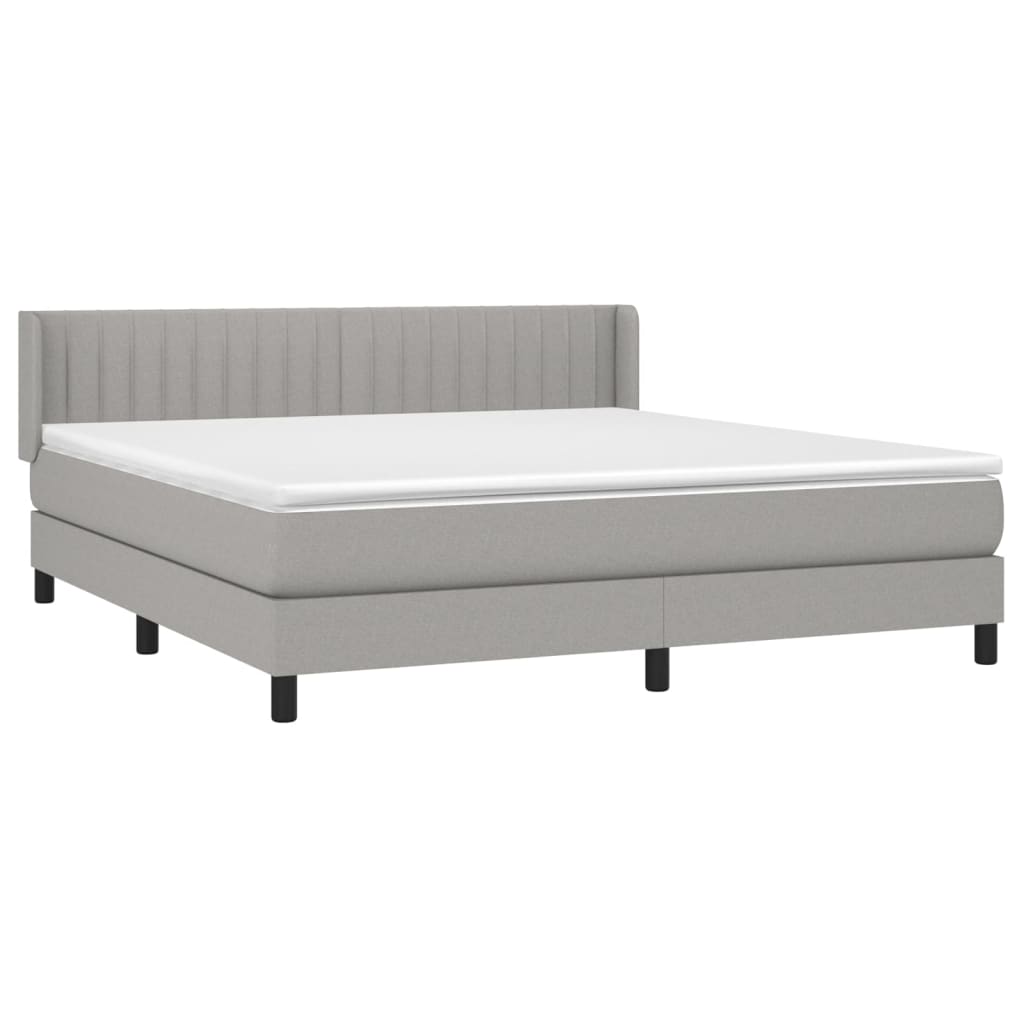 vidaXL Cama box spring con colchón tela gris claro 160x200 cm