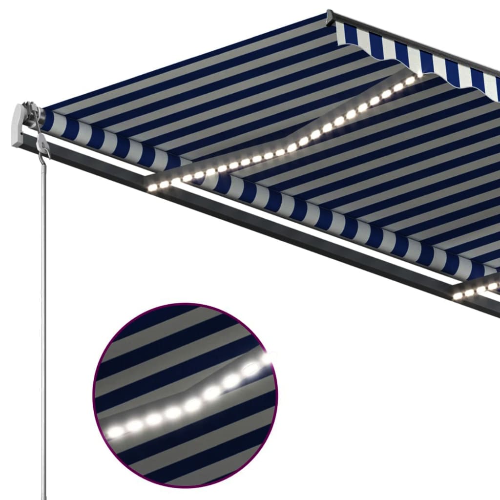 vidaXL Toldo manual retráctil con LED azul y blanco 3,5x2,5 m