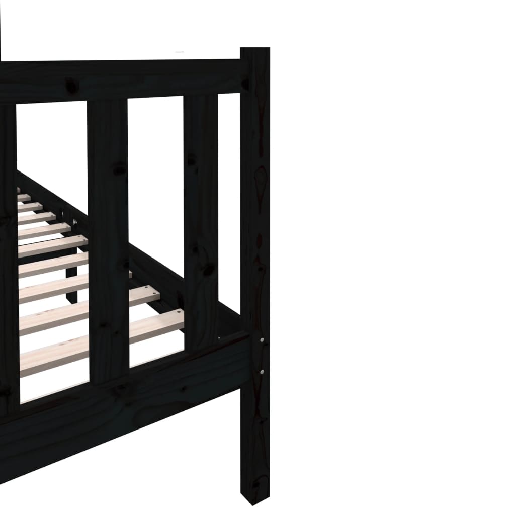 vidaXL Estructura de cama de madera maciza de pino negro 140x190 cm