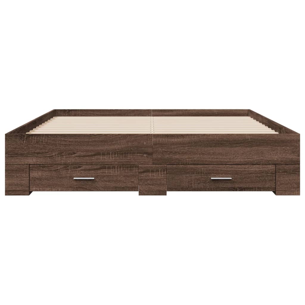 vidaXL Cama con cajones madera ingeniería marrón roble 160x200 cm