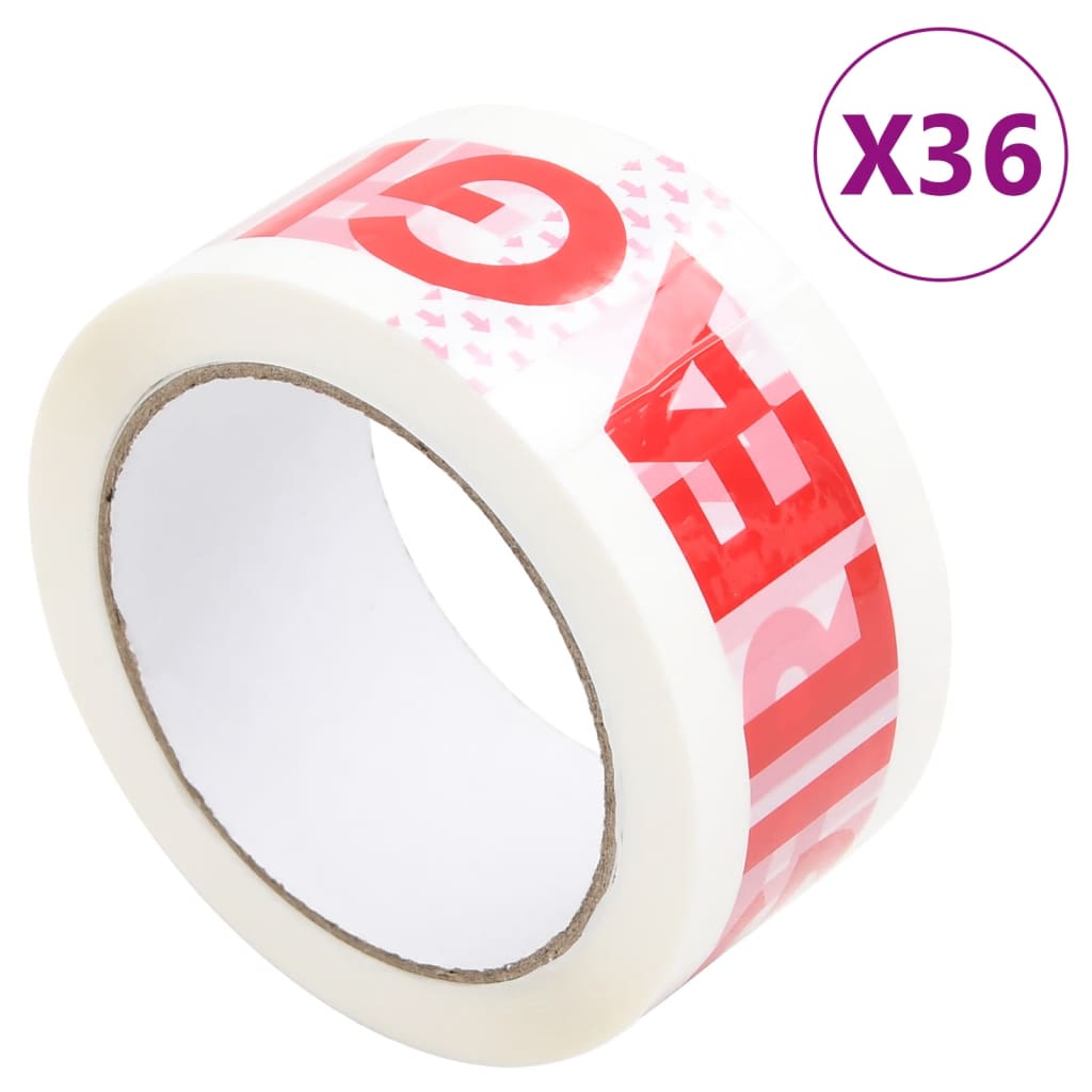 vidaXL Cinta de embalaje 36 piezas letras FRÁGIL blanco 48 mm x 66 m