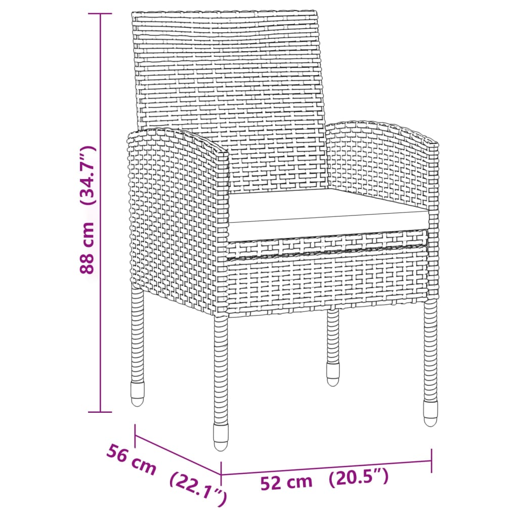 idaXL Juego de comedor de jardín 7 piezas ratán sintético gris