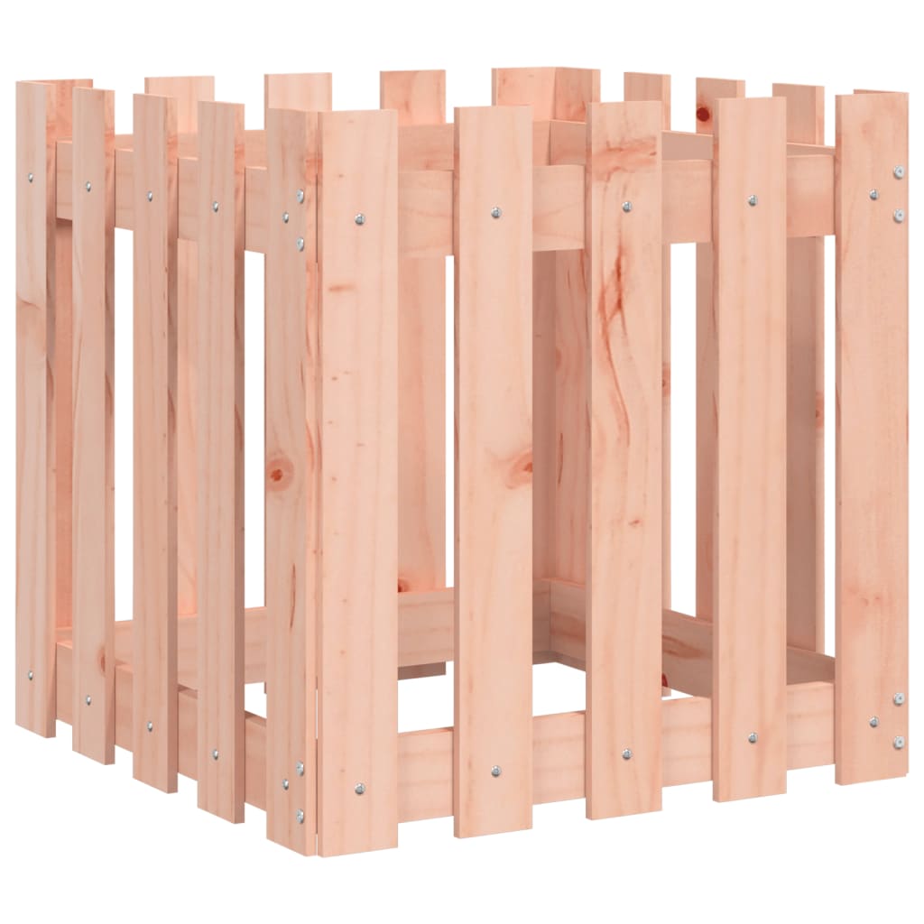 vidaXL Jardinera con diseño de valla madera maciza Douglas 50x50x50 cm