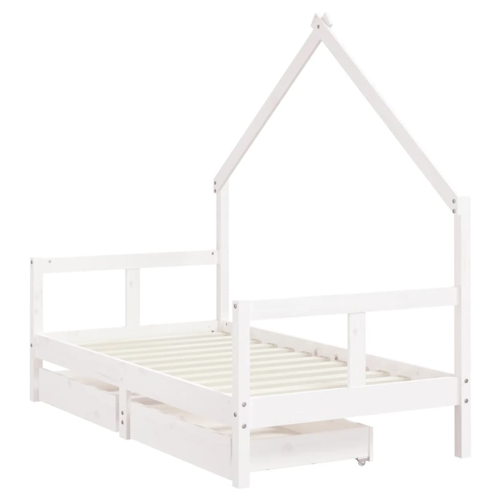 vidaXL Estructura cama infantil y cajones madera pino blanco 80x160 cm