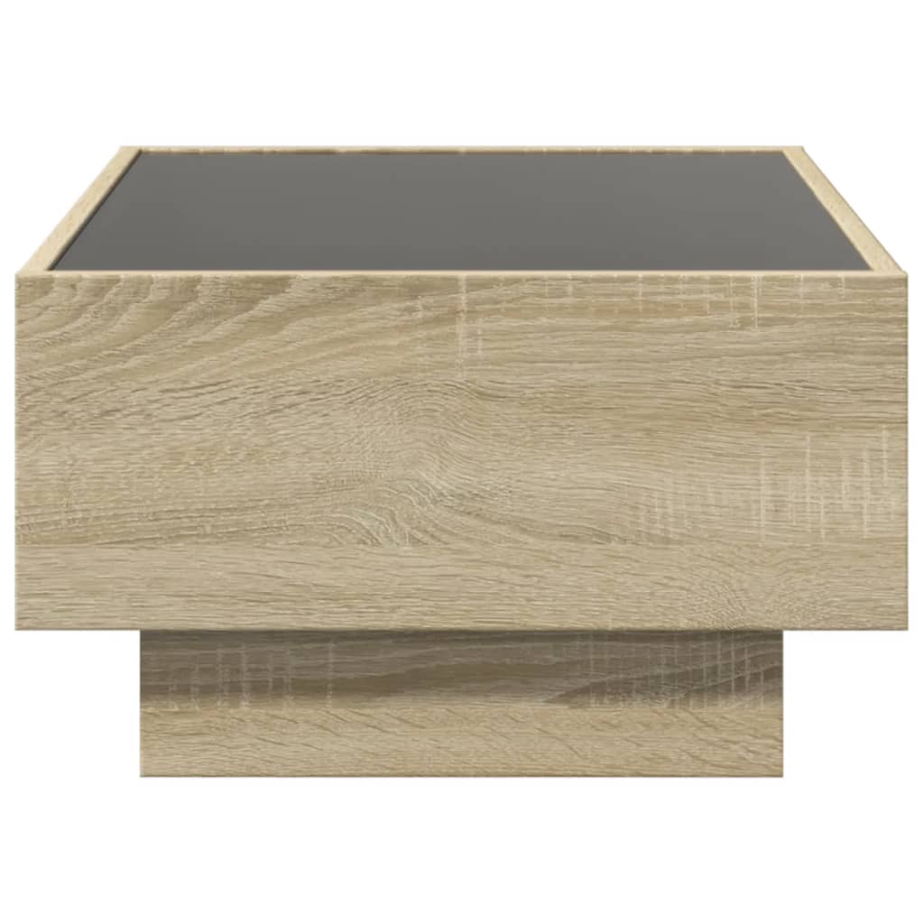 vidaXL Mesa de centro y LED madera ingeniería roble Sonoma 70x50x30 cm