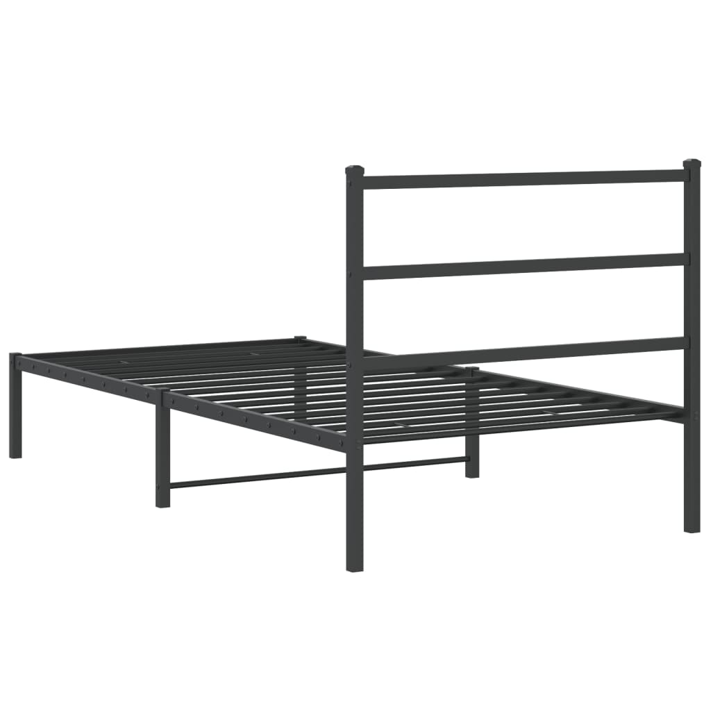 vidaXL Estructura cama sin colchón con cabecero metal negro 100x190 cm