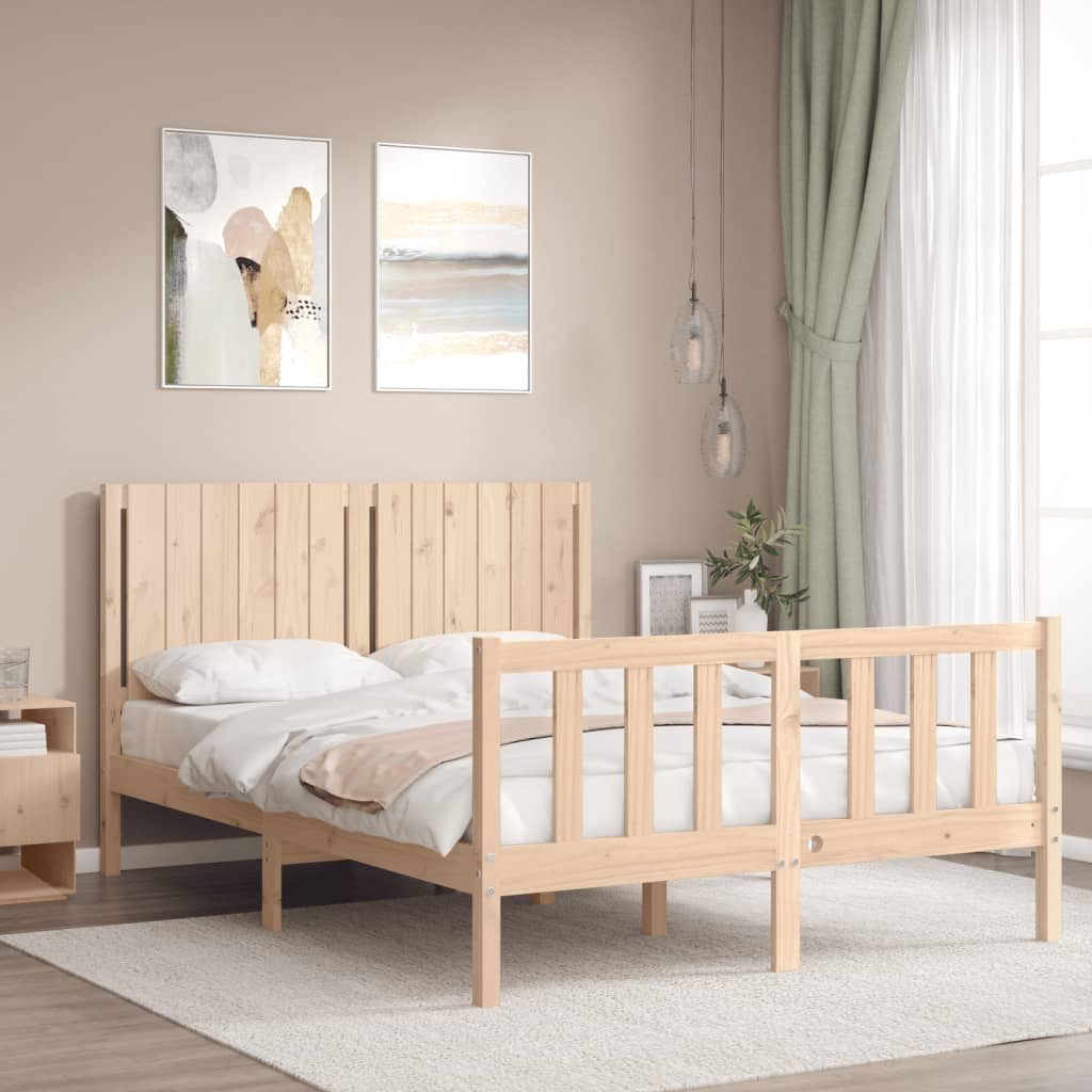 vidaXL Estructura de cama con cabecero madera maciza 140x200 cm