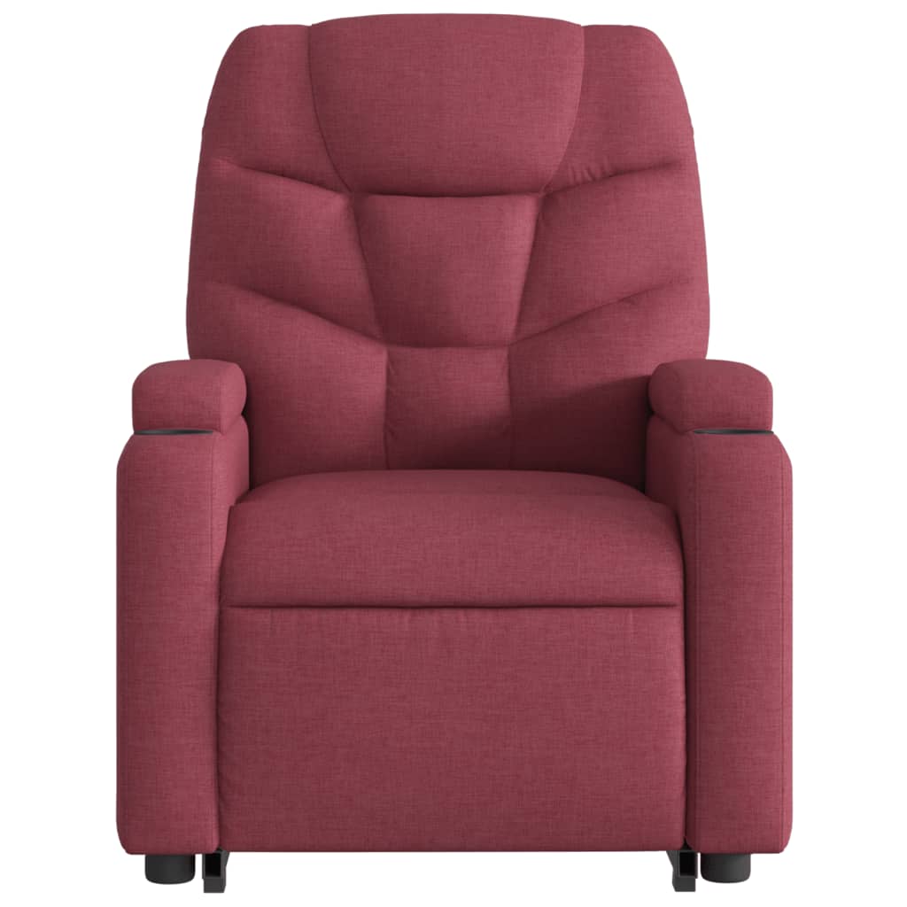 vidaXL Sillón de masaje elevable eléctrico tela rojo tinto