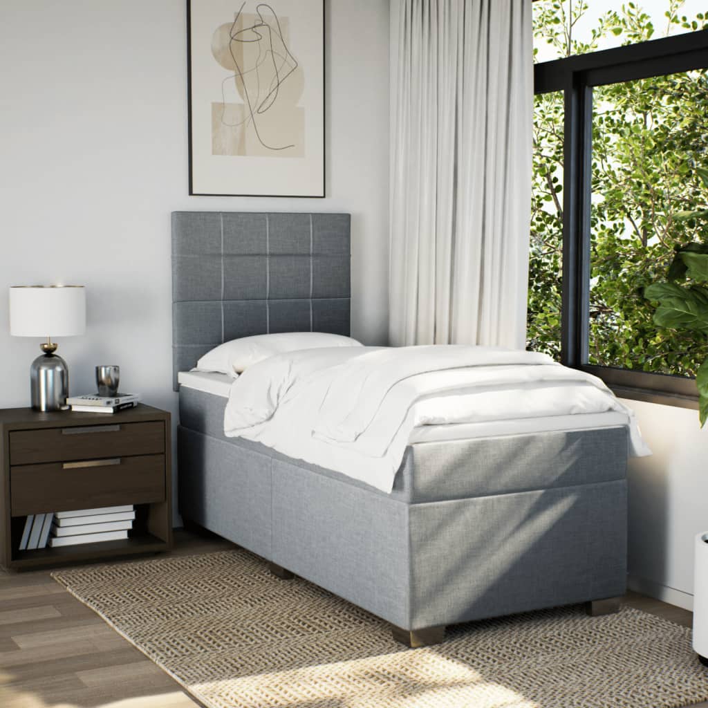 vidaXL Cama box spring con colchón tela gris claro 80x200 cm