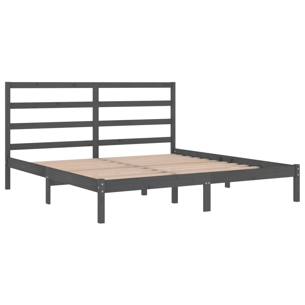 vidaXL Estructura de cama de madera maciza de pino gris 200x200 cm