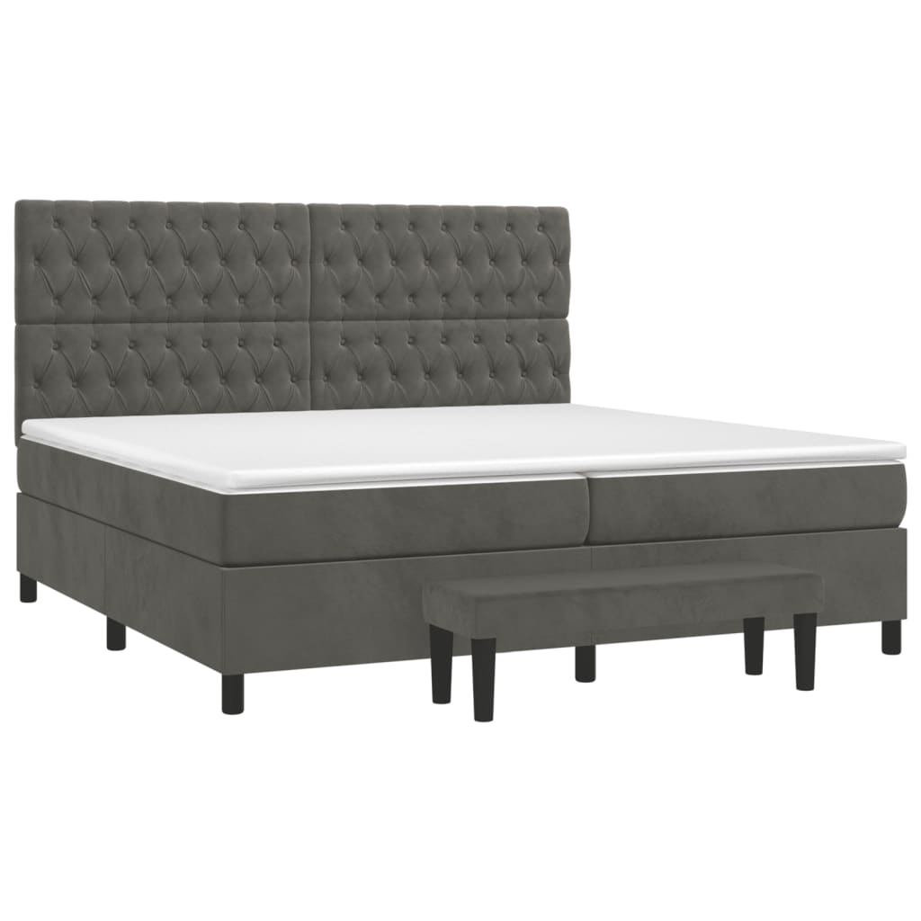 vidaXL Cama box spring con colchón terciopelo gris oscuro 200x200 cm