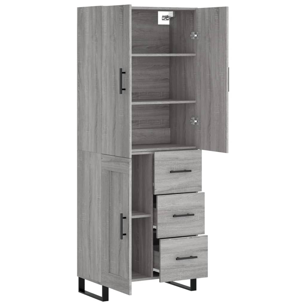 vidaXL Aparador alto madera contrachapada gris sonoma 69,5x34x180 cm